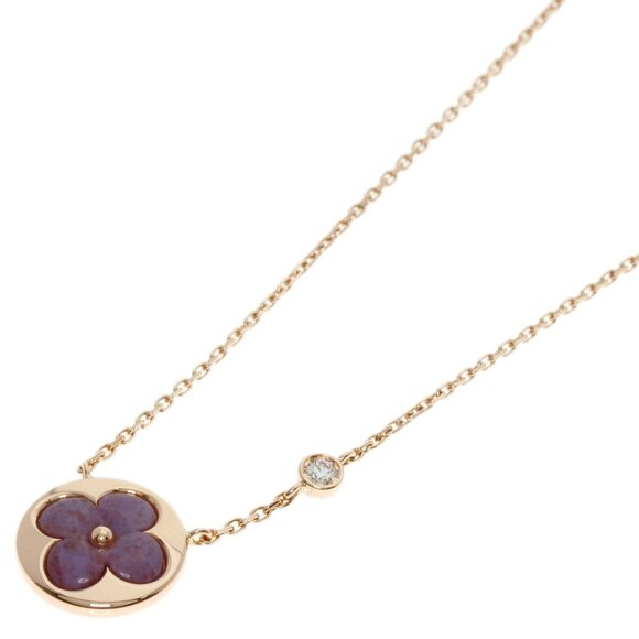 LOUIS VUITTON Sun Blossom 1P Diamond Necklace K18 Pink Gold - Picture 1 of 8